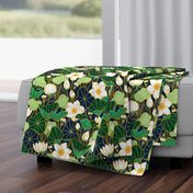 Lily pond large scale floral bohemian pattern