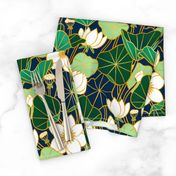 Lily pond large scale floral bohemian pattern