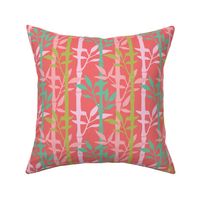 Tropical Bamboo Forest in Pink Green Turquoise Red - SMALL Scale - UnBlink Studio by Jackie Tahara