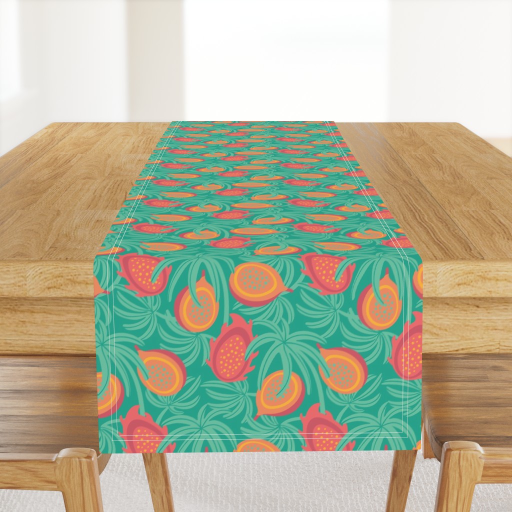 Tropical Exotic Tropical Fruit with Lilikoi Dragonfruit and Palms in Red Orange Green Yellow - SMALL Scale - UnBlink Studio by Jackie Tahara