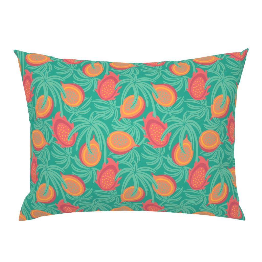 Tropical Exotic Tropical Fruit with Lilikoi Dragonfruit and Palms in Red Orange Green Yellow - SMALL Scale - UnBlink Studio by Jackie Tahara