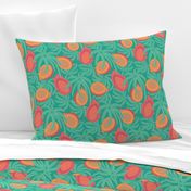 Tropical Exotic Tropical Fruit with Lilikoi Dragonfruit and Palms in Red Orange Green Yellow - SMALL Scale - UnBlink Studio by Jackie Tahara