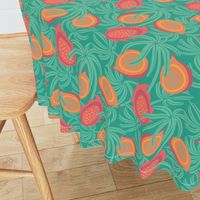 Tropical Exotic Tropical Fruit with Lilikoi Dragonfruit and Palms in Red Orange Green Yellow - SMALL Scale - UnBlink Studio by Jackie Tahara