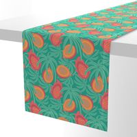 Tropical Exotic Tropical Fruit with Lilikoi Dragonfruit and Palms in Red Orange Green Yellow - SMALL Scale - UnBlink Studio by Jackie Tahara