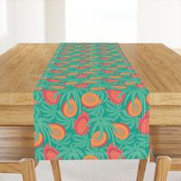 Tropical Exotic Tropical Fruit with Lilikoi Dragonfruit and Palms in Red Orange Green Yellow - SMALL Scale - UnBlink Studio by Jackie Tahara