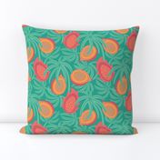 Tropical Exotic Tropical Fruit with Lilikoi Dragonfruit and Palms in Red Orange Green Yellow - SMALL Scale - UnBlink Studio by Jackie Tahara