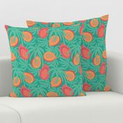 Tropical Exotic Tropical Fruit with Lilikoi Dragonfruit and Palms in Red Orange Green Yellow - SMALL Scale - UnBlink Studio by Jackie Tahara