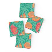 Tropical Exotic Tropical Fruit with Lilikoi Dragonfruit and Palms in Red Orange Green Yellow - SMALL Scale - UnBlink Studio by Jackie Tahara
