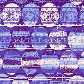 batik easter eggs in blues