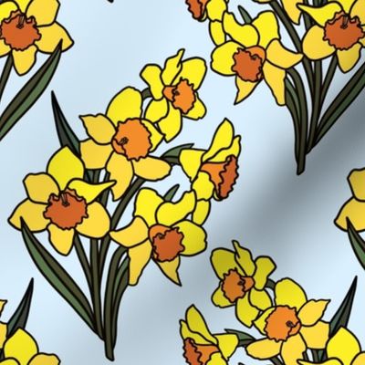 Daffodils on baby blue (small)