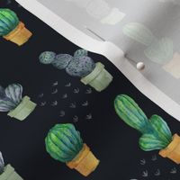 Watercolor Cacti - DeepBlue