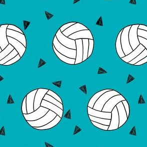 volleyball fabric - sports fabric, beach volleyball, volleyballs, sport, sports fabric -  teal