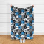 Grunge Car Blue - Wholecloth Quilt - Cheater Quilt - WCAR1 