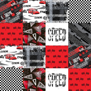 Grunge Car Red - Wholecloth Quilt - Cheater Quilt - CAR2