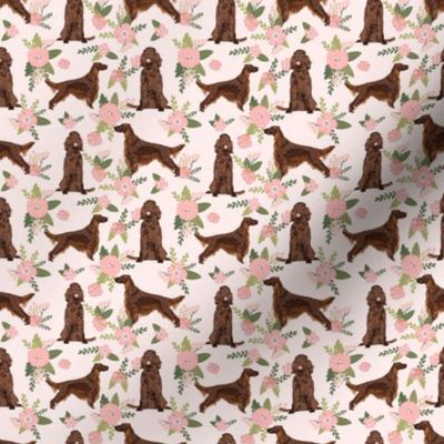 SMALL - irish setter dog floral print - peach florals, flower, cute dog