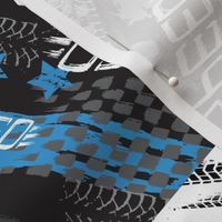 Moto4_Rotated - Grunge Motorcross - Blue - Wholecloth Quilt - Cheater Quilt  