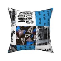 Moto4_Rotated - Grunge Motorcross - Blue - Wholecloth Quilt - Cheater Quilt  