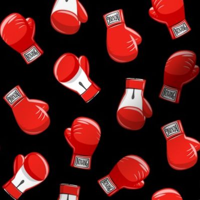 boxing gloves  - red on black - LAD19