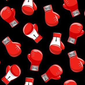 boxing gloves  - red on black - LAD19