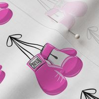 boxing gloves on string -  pink on white - LAD19
