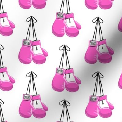 boxing gloves on string -  pink on white - LAD19