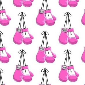 boxing gloves on string -  pink on white - LAD19