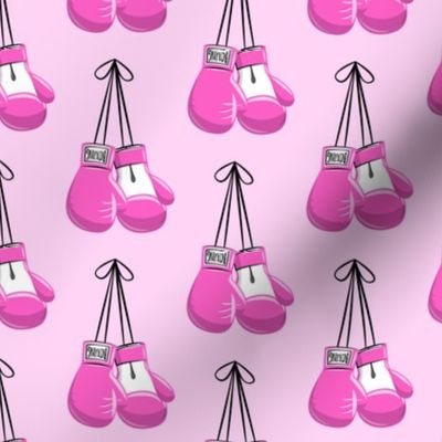 boxing gloves on string - pink on pink - LAD19