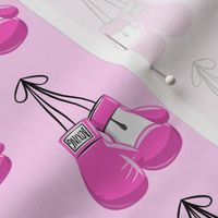 boxing gloves on string - pink on pink - LAD19