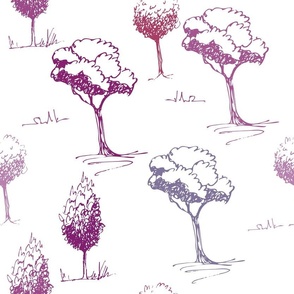 Scribbled trees plum