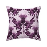 Vibrant Purple Thistles Vintage Flora Lilac Decor | Lilac Floral Texture Cottagecore Chic Historical Antique | Pastel Lilac Thistle Farmhouse Decor