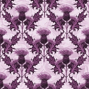 Vibrant Purple Thistles Vintage Flora Lilac Decor | Lilac Floral Texture Cottagecore Chic Historical Antique | Pastel Lilac Thistle Farmhouse Decor