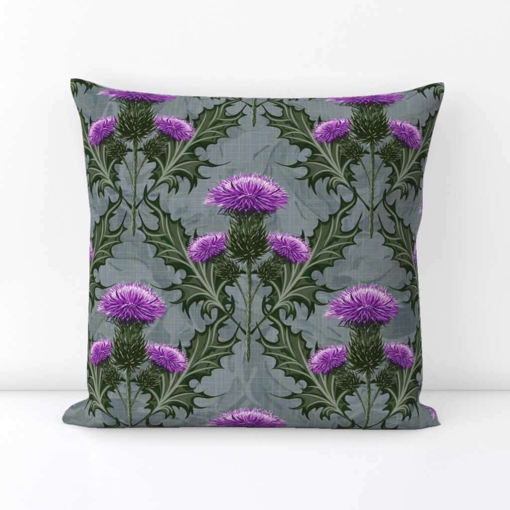 Scottish Thistles Red Purple Flower Slate Gray Floral Background | Decorative Arts Bright Violet Purple Thistles Mauve Flowers | Home Decor Thistles Purple Weeds Weed Flowers