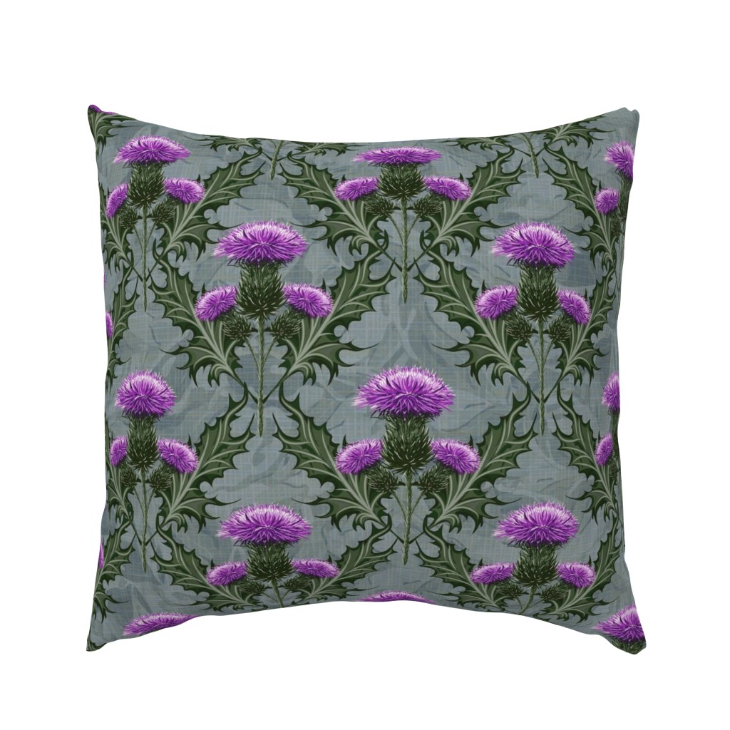 Scottish Thistles Red Purple Flower Slate Gray Floral Background | Decorative Arts Bright Violet Purple Thistles Mauve Flowers | Home Decor Thistles Purple Weeds Weed Flowers