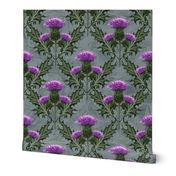 Scottish Thistles Red Purple Flower Slate Gray Floral Background | Decorative Arts Bright Violet Purple Thistles Mauve Flowers | Home Decor Thistles Purple Weeds Weed Flowers