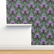 Scottish Thistles Red Purple Flower Slate Gray Floral Background | Decorative Arts Bright Violet Purple Thistles Mauve Flowers | Home Decor Thistles Purple Weeds Weed Flowers