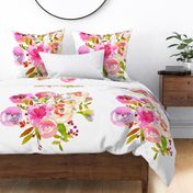 Spring Colors Hand drawn roses and flowers for pillow design