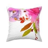 Spring Colors Hand drawn roses and flowers for pillow design