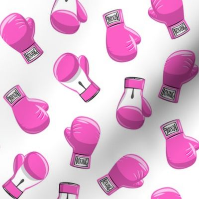 boxing gloves  - pink on white - LAD19