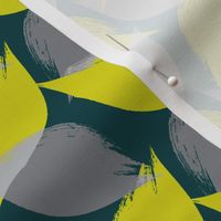 Leaf Strokes in Lemon Lime Teal and Grey