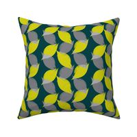 Leaf Strokes in Lemon Lime Teal and Grey