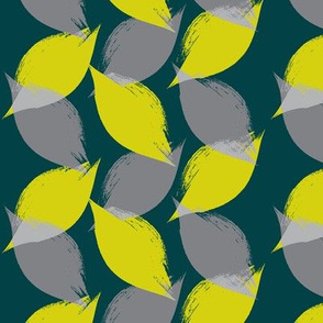 Leaf Strokes in Lemon Lime Teal and Grey