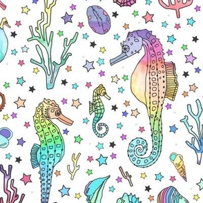 Seahorses - white