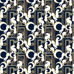 Super tiny scale // Deco Gatsby Panthers // navy and gold