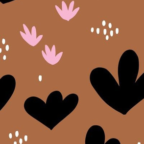Little abstract coral flowers paper cut modern abstract pond beach theme copper pink black JUMBO
