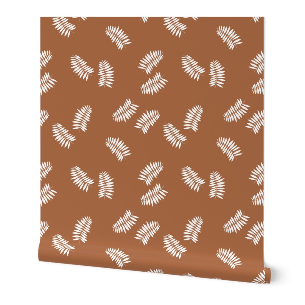 Palm leaves abstract minimal botanical summer garden white copper brown