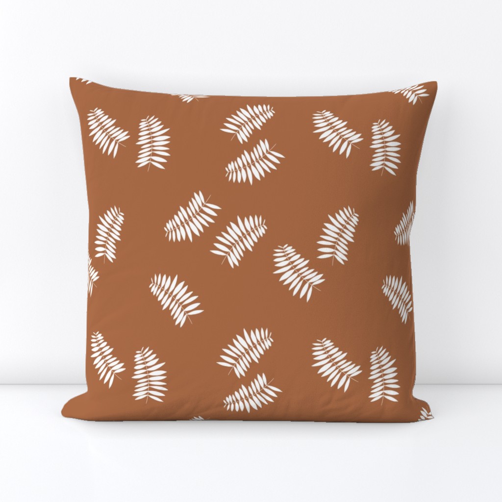 Palm leaves abstract minimal botanical summer garden white copper brown