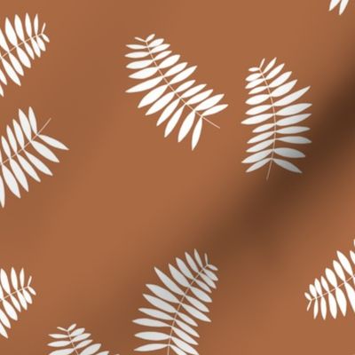 Palm leaves abstract minimal botanical summer garden white copper brown