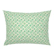 LOVE ME LOVE ME NOT Folk Art Mid-Century Modern Scandi Floral in Mint Green Chartreuse Bright Dots Cream - UnBlink Studio by Jackie Tahara