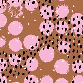 Abstract rain raw brush spots and dots cool trendy pastel minimal animal skin pink