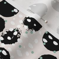 Abstract rain raw brush spots and dots cool trendy pastel minimal animal skin black mint